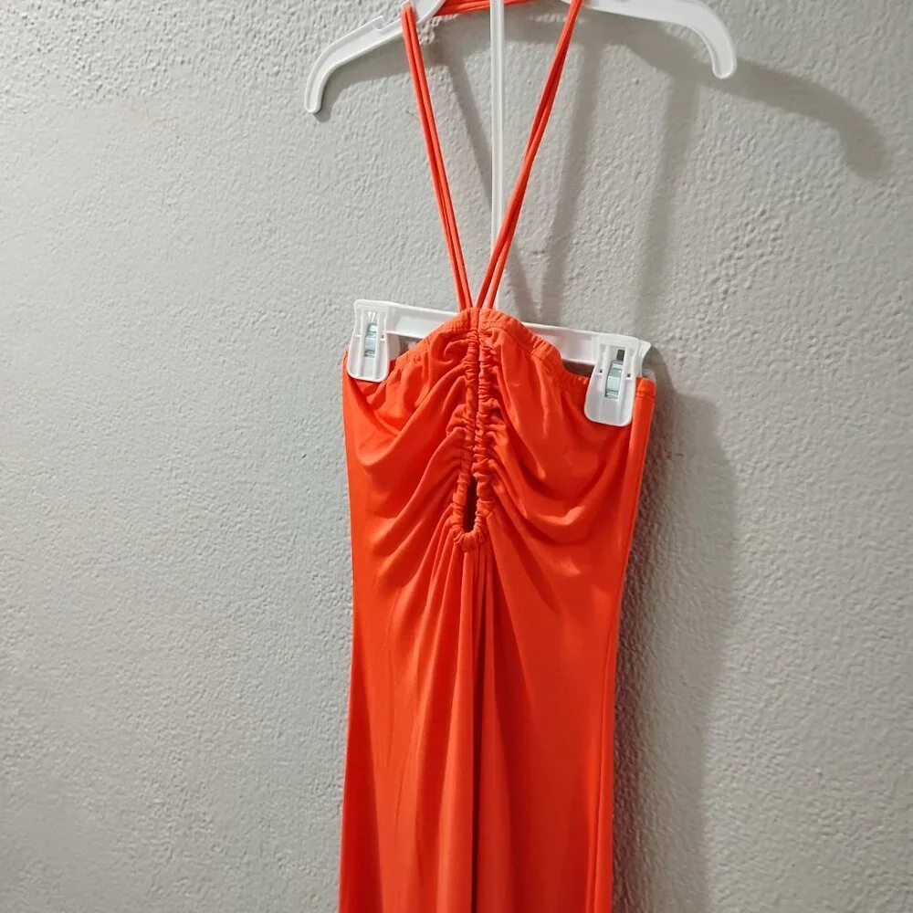 Sincerly Jules-S-- (LYCRAS TEXTURED) -RADIANT ORANGES COLORS-STRAPLESS & HALTHER